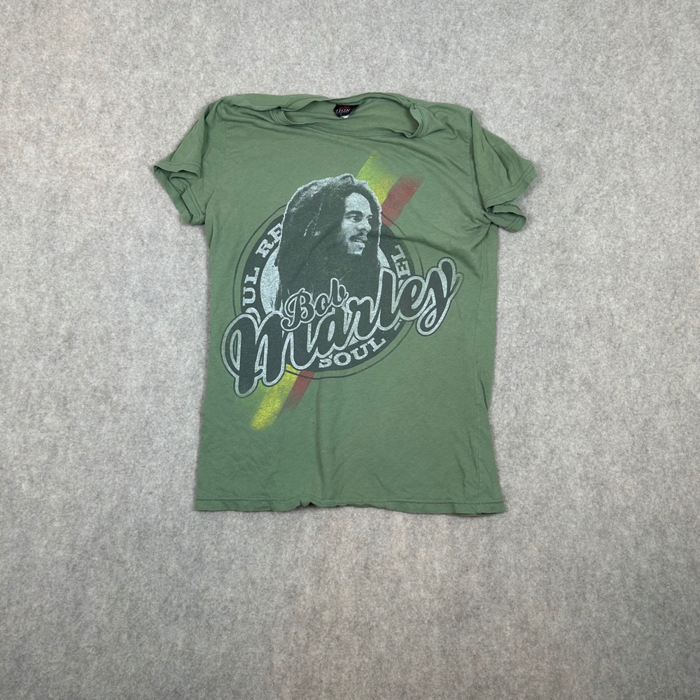 Zion‎ Bob Marley Graphic Tee Juniors 1X Green Soul Rebel Reggae Short Sleeve